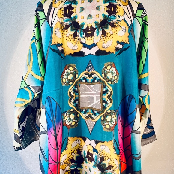 Johnny Was Intarsia Kaleidoscope Silk Blouse M NWT - Picture 4 of 7